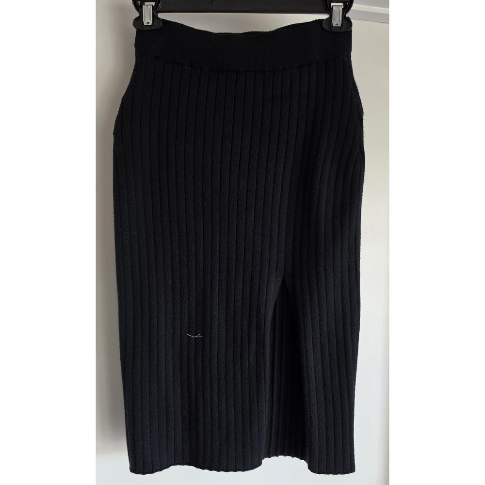 Abercrombie & Fitch Ribbed Midi Pencil Skirt XSP Black Casual Minimalist Stretch
